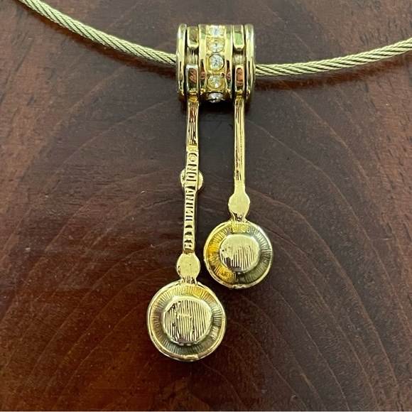 Vintage Nolan Miller Gold Tone & Crystal Statement Pendant Necklace; 16” - 18” - Picture 6 of 10